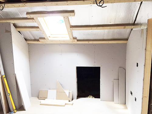 Insulated plastered loft room